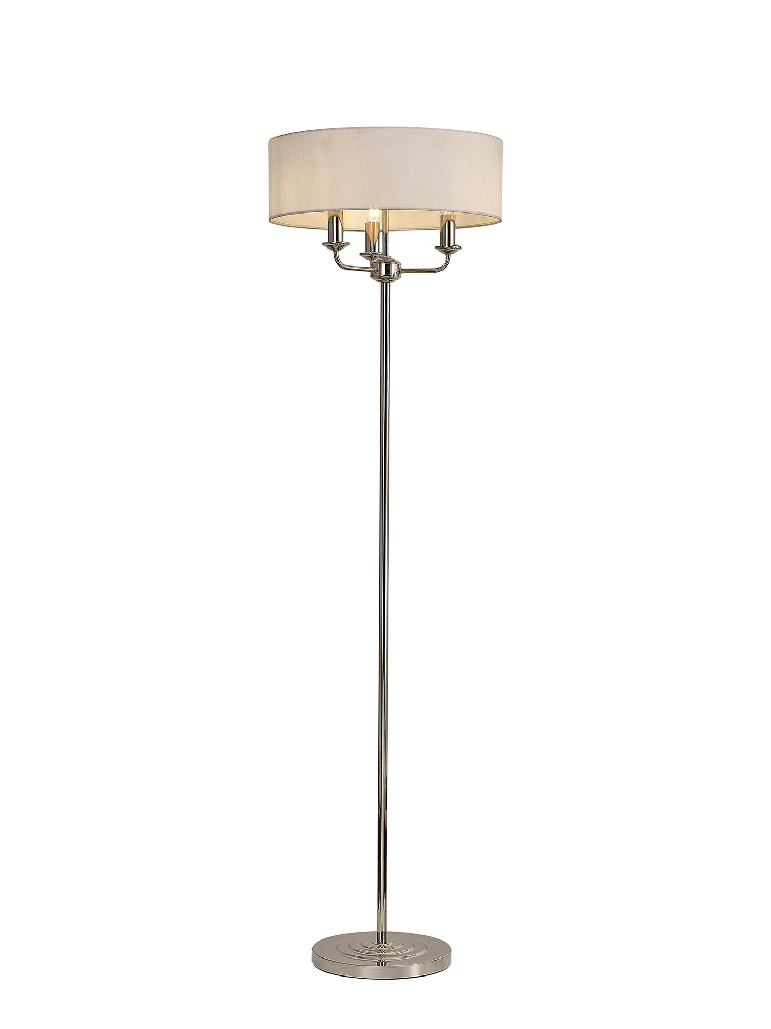 DK0881  Banyan 45cm 3 Light Floor Lamp Polished Nickel, White